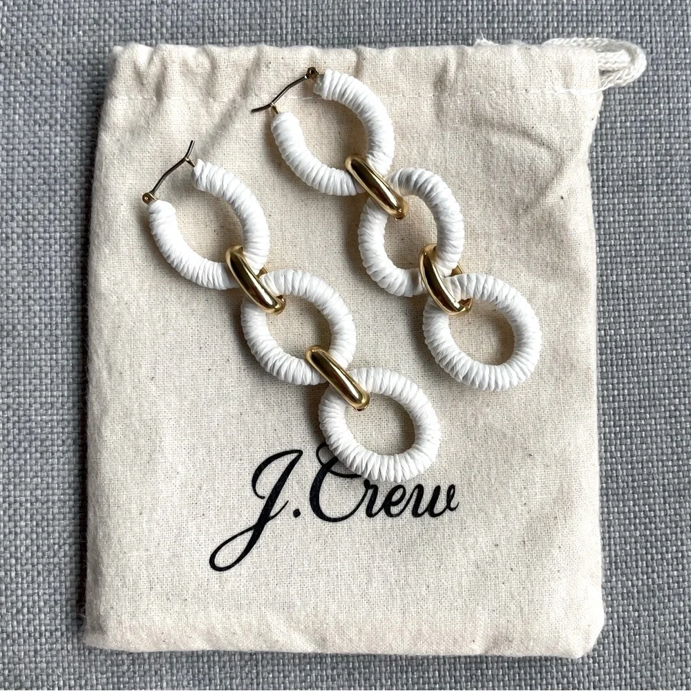 J.Crew Cotton raffia-wrapped chain earrings - Picture 3 of 13